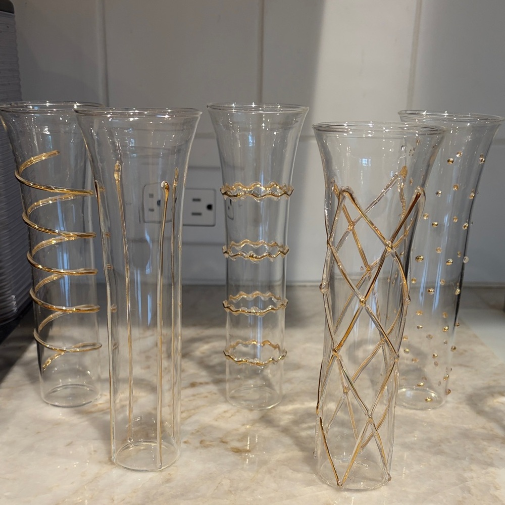 Elegant Gold-Accented champagne stemless flutes set of six